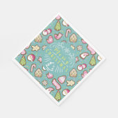 Serviette En Papier Cookies Noël Turquoise (Coin)