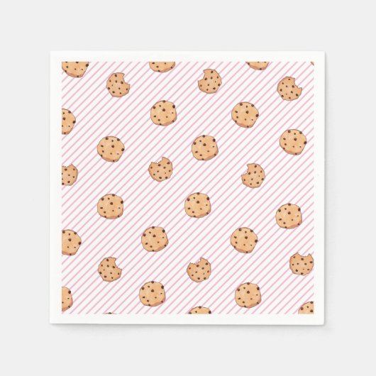 Serviette En Papier Cookies rayures roses Plaques papier fête d'annive (Devant)