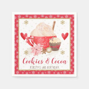 Serviette En Papier Cookies Rouges et Cacao 2e Anniversaire