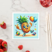Serviette En Papier Cool Anniversaire plage fête d'ananas (En situation)