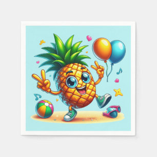 Serviette En Papier Cool Anniversaire plage fête d'ananas