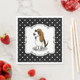 Serviette En Papier Cool Basset Hound chien et lunettes de soleil (tri