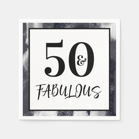 Serviette En Papier Cool Black and white 50 and Fabulous Birthday (Devant)