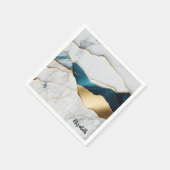 Serviette En Papier Cool Blanc Turquoise Marbre Pierre Or (Coin)