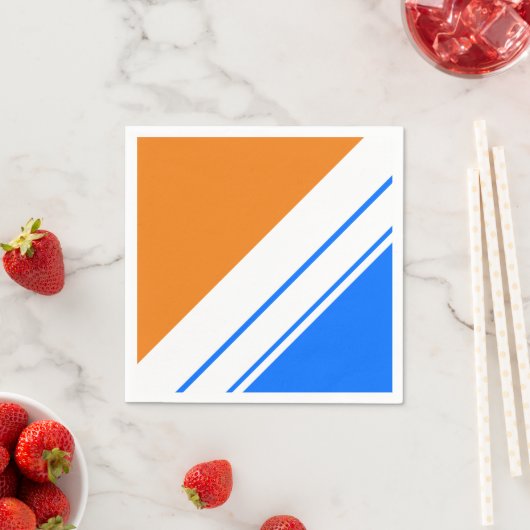 Serviette En Papier Cool Bleu Bleu Bleu Orange Large Blancs (En situation)