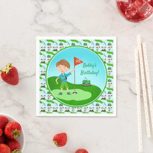 Serviette En Papier Cool Boy's Golfing Thème fête d'anniversaire (En situation)