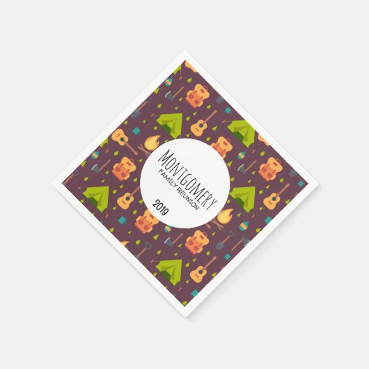 Serviette En Papier Cool Camping Design Famille Réunion (Coin)