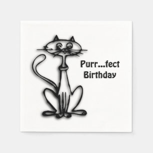 Serviette En Papier Cool Chat Purr Fect Anniversaire
