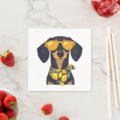 Serviette En Papier Cool Dachshund Dog Sunglasses Lemons (En situation)