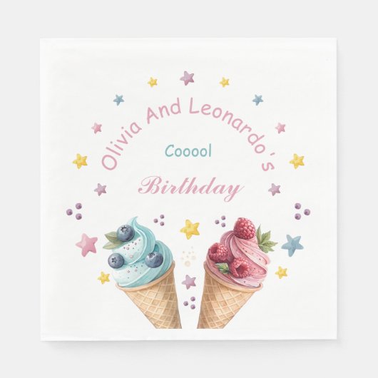 Serviette En Papier Cool de crème glacée fête d'anniversaire (Devant)
