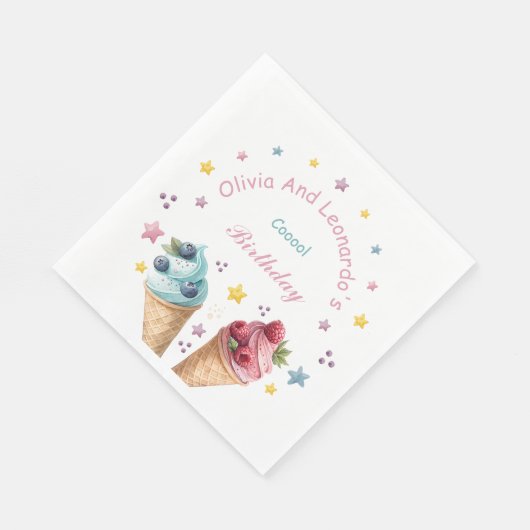 Serviette En Papier Cool de crème glacée fête d'anniversaire (Coin)