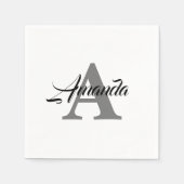 Serviette En Papier Cool de nom personnalisé simple et élégant initial (Devant)