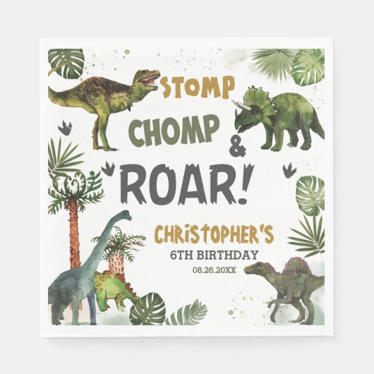 Serviette En Papier Cool Dinosaures Jurassic Boy Anniversaire (Devant)