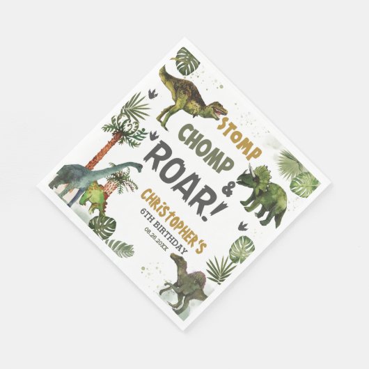 Serviette En Papier Cool Dinosaures Jurassic Boy Anniversaire (Coin)