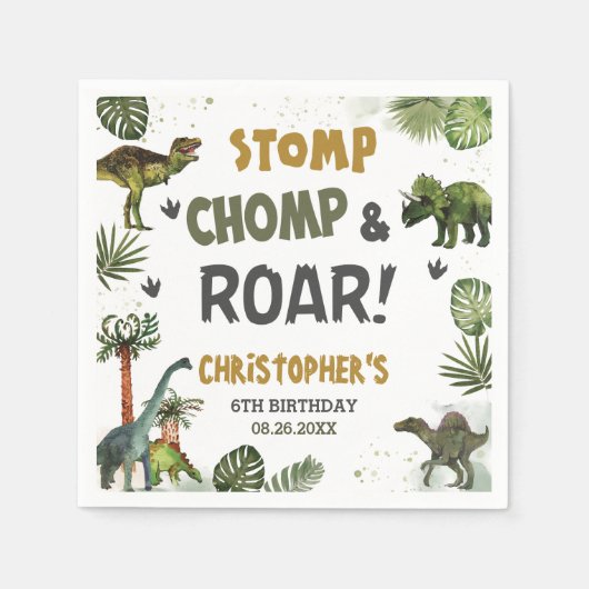 Serviette En Papier Cool Dinosaures Jurassic Boy Anniversaire (Devant)