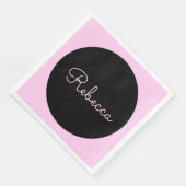 Serviette En Papier Cool Editable Pink Script Design rétro-moderne (Coin)