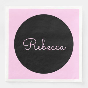 Serviette En Papier Cool Editable Pink Script Design rétro-moderne