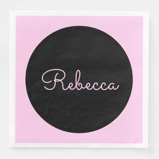 Serviette En Papier Cool Editable Pink Script Design rétro-moderne (Devant)