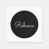 Serviette En Papier Cool Editable White Script Design rétro-moderne (Devant)