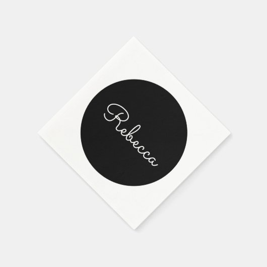 Serviette En Papier Cool Editable White Script Design rétro-moderne (Coin)