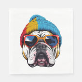 Serviette En Papier Cool English Bulldog avec un Casquette Beanie (Devant)