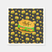 Serviette En Papier Cool et amusant yummy burger motif Monogramme (Devant)
