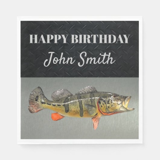 Serviette En Papier Cool Fish Peacock Bass Homme's Birthday Fishing (Devant)
