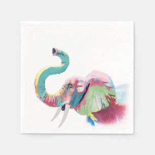 Serviette En Papier Cool génial éléphant coloré et branché