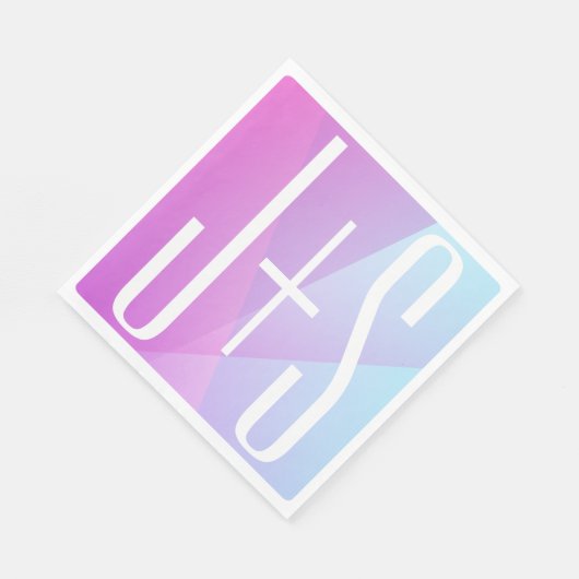 Serviette En Papier Cool Géométrique rose et pourpre | Initiales de co (Coin)