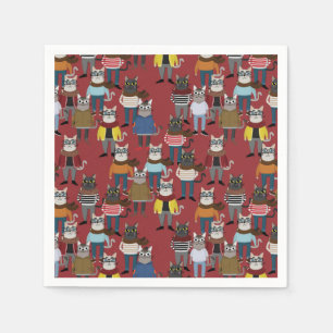 Serviette En Papier Cool Hipster Motif de chat