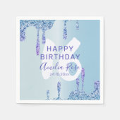 Serviette En Papier Cool Joyeux Anniversaire Parties scintillant Bleue (Devant)