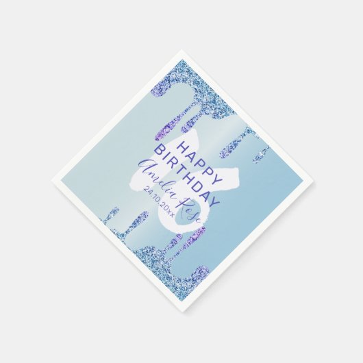 Serviette En Papier Cool Joyeux Anniversaire Parties scintillant Bleue (Coin)