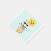 Serviette En Papier Cool Llama et souriant Kawaii Sun (Coin)