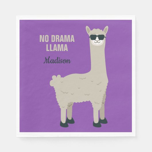 Serviette En Papier Cool Llama texte personnalisé et des serviettes en (Devant)
