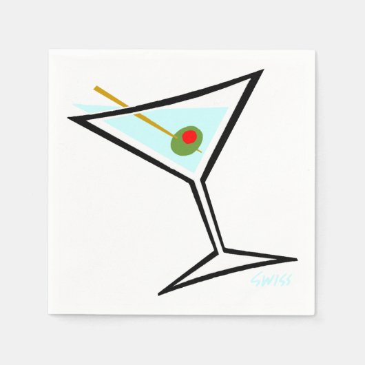 Serviette En Papier Cool Martini Olive Cartoon Modern Cocktail Party (Devant)