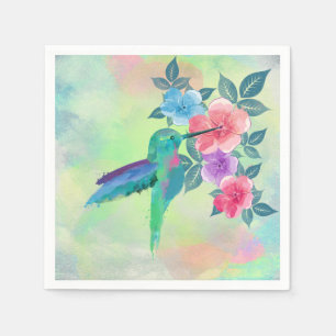 Serviette En Papier Cool mignon couleurs vives aquarelles colibri flor