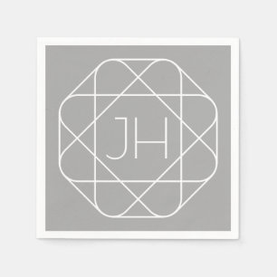 Serviette En Papier Cool monogram, style vibe Grey & White