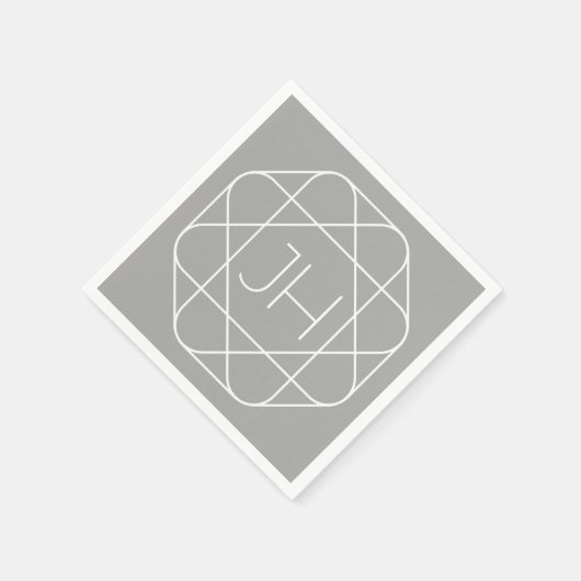 Serviette En Papier Cool monogram, style vibe | Grey & White (Coin)