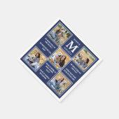 Serviette En Papier Cool Navy Blue Photo Collage Graduation Fun Facts (Coin)