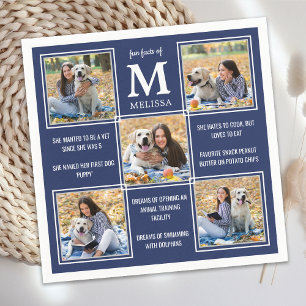 Serviette En Papier Cool Navy Blue Photo Collage Graduation Fun Facts