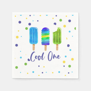 Serviette En Papier Cool One 1er Anniversaire bleu vert Pop
