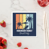 Serviette En Papier Cool Retro Beach Party Custom Navy (En situation)