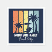 Serviette En Papier Cool Retro Beach Party Custom Navy (Devant)