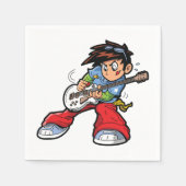 Serviette En Papier Cool Rock Star Guitariste Fun Musicien (Devant)
