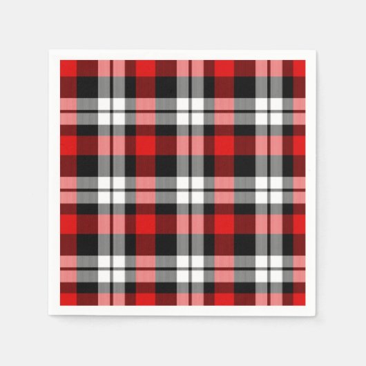 Serviette En Papier Cool Rouge Blanc Noir Lumberjack Tartan Motif (Devant)