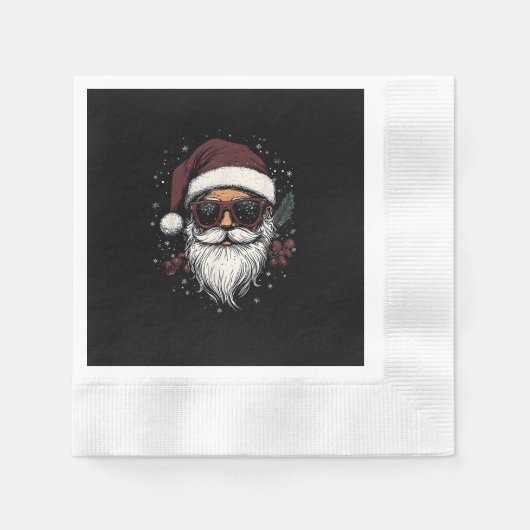 Serviette En Papier Cool Santa with Sunglasses Christmas (Devant)