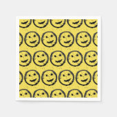 Serviette En Papier Cool Sardé Joyeux visage souriant motif jaune (Devant)