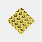 Serviette En Papier Cool Sardé Joyeux visage souriant motif jaune (Coin)