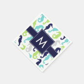 Serviette En Papier Cool Seahorses Monogrammé (Coin)
