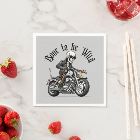 Serviette En Papier Cool Skeleton Bone to be Wild Riding a Motorcycle (En situation)